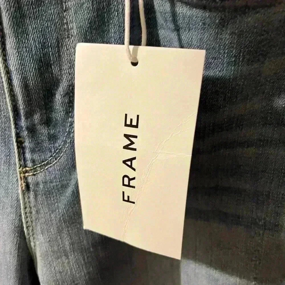NWT FRAME Denim Sylvie cropped distressed mid-rise straight-leg jeans 29 - Picture 8 of 11